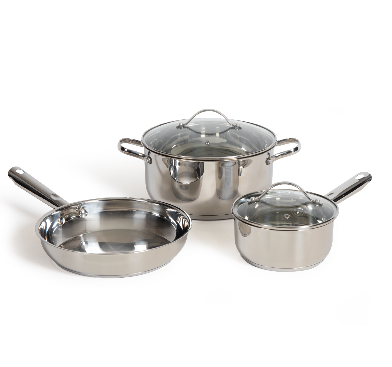 Pfannen Set 5 teilig - Bratpfanne aus rostfreiem Stahl