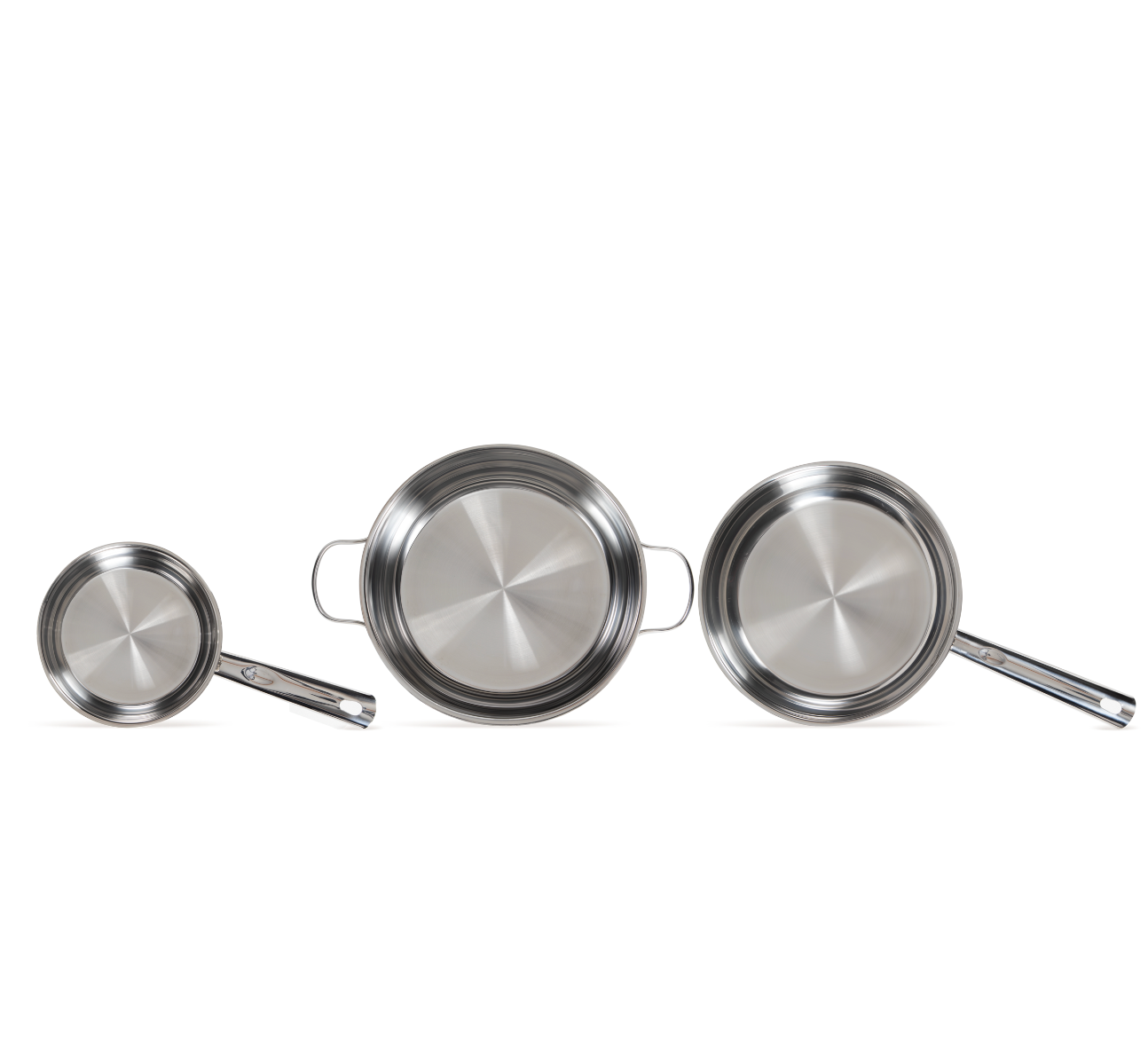 Pfannen Set 5 teilig - Bratpfanne aus rostfreiem Stahl