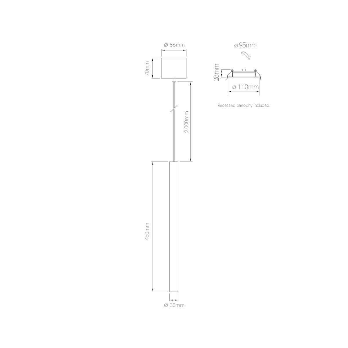 Beneito Faure ATMOS SLIM 6W LED Pendelleuchte Hängeleuchte mit color switch